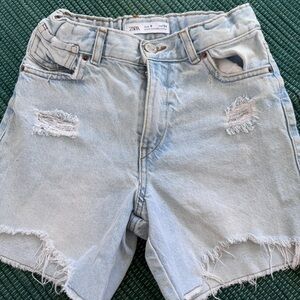 Zara Faded Blue Denim Shorts